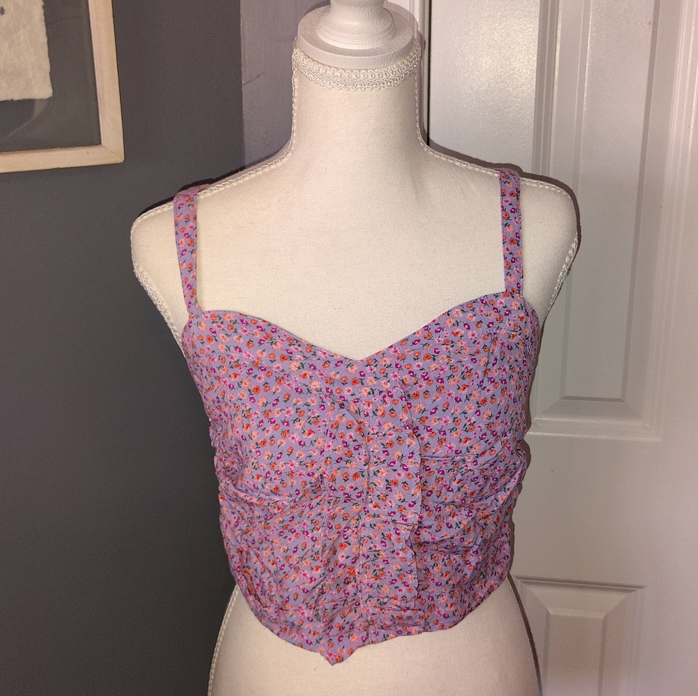 Style Rack Purple Floral Crop Top